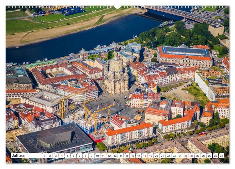 Produktbild: Sachsens Glanz - historische H&ouml;hepunkte aus der Vogelperspektive (Wandkalender 2026 DIN A2 quer), CALVENDO Monatskalender
