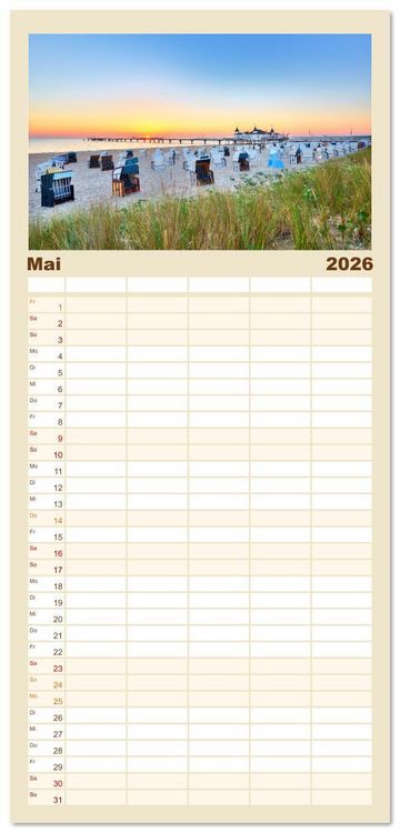 Produktbild: Familienplaner 2026 - Sch&ouml;ne Ostsee - Impressionen &uuml;bers Jahr mit 5 Spalten (Wandkalender, 21 x 45 cm) CALVENDO