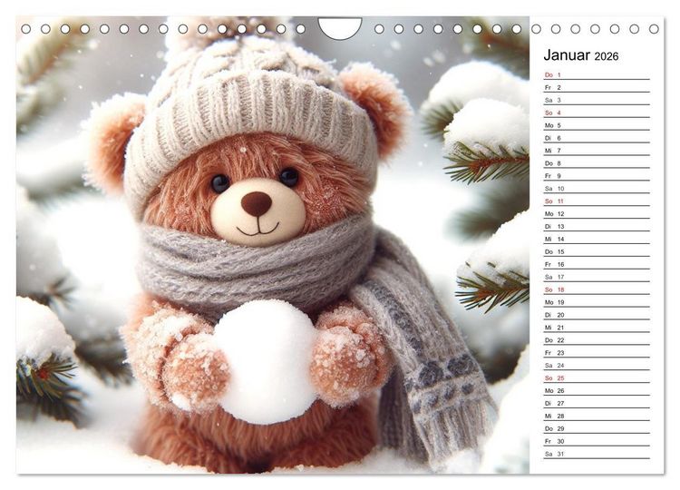 Produktbild: Teddys - Die Jahresreise der KI-Teddyb&auml;ren (Wandkalender 2026 DIN A4 quer), CALVENDO Monatskalender