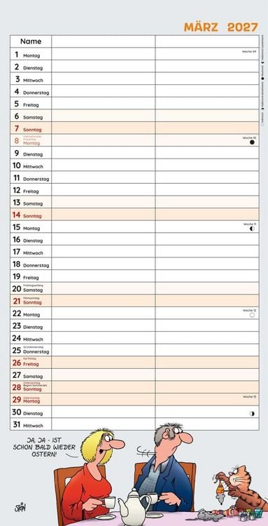 Produktbild: Uli Stein Timer f&uuml;r zwei 2027: Monatskalender f&uuml;r die Wand