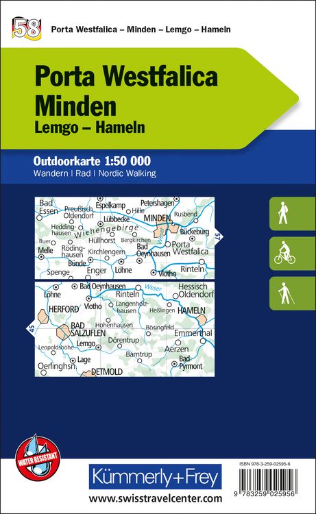 Produktbild: K&uuml;mmerly+Frey Outdoorkarte Deutschland 58 Porta Westfalica, Minden 1:50.000