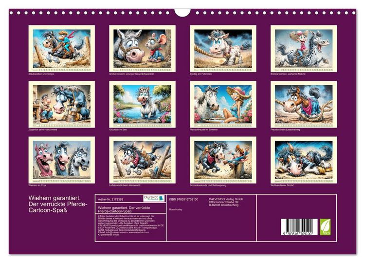 Produktbild: Wiehern garantiert. Der verr&uuml;ckte Pferde-Cartoon-Spa&szlig; (Wandkalender 2026 DIN A3 quer), CALVENDO Monatskalender