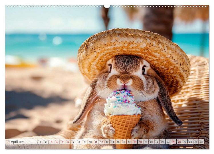 Produktbild: Kaninchen auf Reisen (hochwertiger Premium Wandkalender 2026 DIN A2 quer), Kunstdruck in Hochglanz
