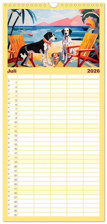 Produktbild: Familienplaner 2026 - Hunde Kunstwerke - Hunde im Stil des Fauvismus k&uuml;nstlerisch gestaltet mit 5 Spalten (Wandkalender, 21 x 45 cm) CALVENDO