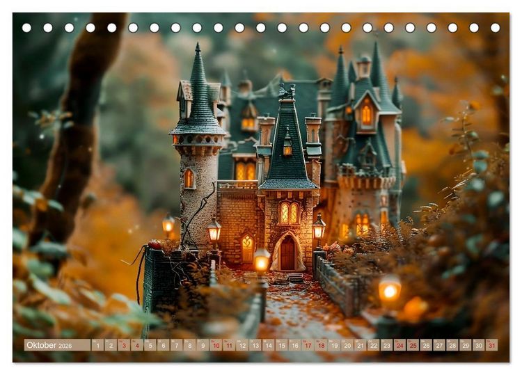 Produktbild: Miniaturwelt Burgen und Schl&ouml;sser (Tischkalender 2026 DIN A5 quer), CALVENDO Monatskalender