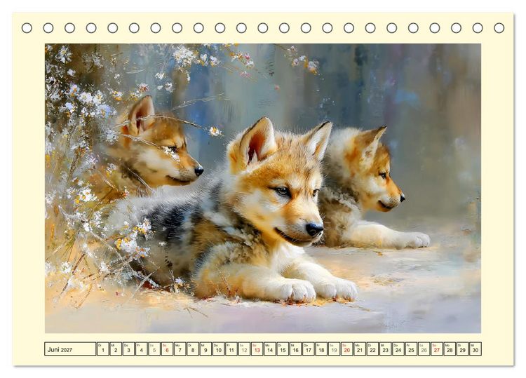 Produktbild: Waldseelen. Verspielte W&ouml;lfe im Licht der Natur (Tischkalender 2027 DIN A5 quer), CALVENDO Monatskalender