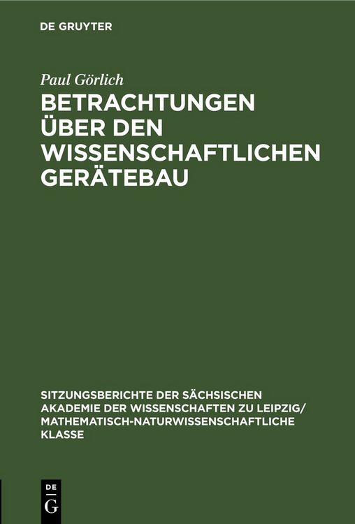 Produktbild: Betrachtungen &uuml;ber den wissenschaftlichen Ger&auml;tebau