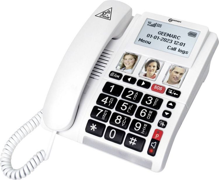Produktbild: Geemarc CL9000 Schnurloses Seniorentelefon Foto-Tasten, Freisprechen, f&uuml;r H&ouml;rger&auml;te kompatibel, inkl. Notrufsender, Optische Anrufsignalisierung,