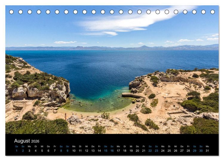 Produktbild: Peloponnes, Griechisches Urgestein von grandioser Sch&ouml;nheit. Die Regionen Argolis, Korinthia und Attika (Tischkalender 2026 DIN A5 quer), CALVENDO Monatskalender