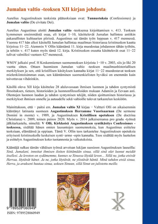 Produktbild: Augustinus: Jumalan Valtio XII kirja De Civitate Dei XII 1-28