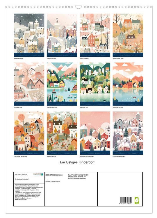 Produktbild: Ein lustiges Kinderdorf (Wandkalender 2026 DIN A2 hoch), CALVENDO Monatskalender