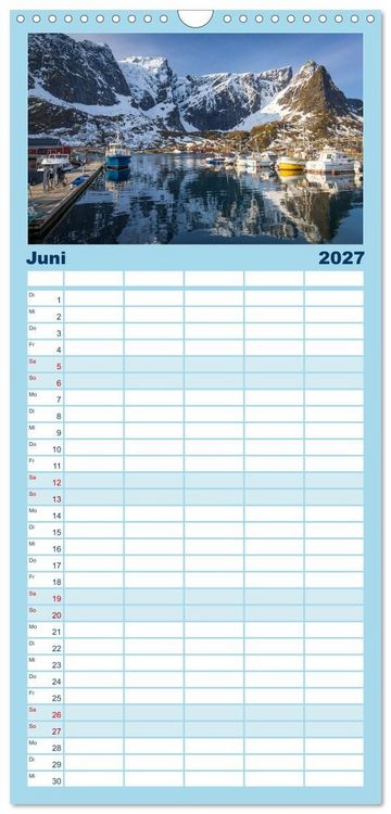 Produktbild: Familienplaner 2027 - Licht des Nordens - LOFOTEN mit 5 Spalten (Wandkalender, 21 x 45 cm) CALVENDO