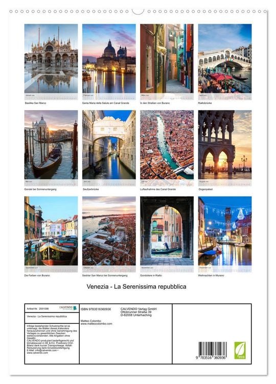 Produktbild: Venezia - La Serenissima repubblica (Wandkalender 2026 DIN A2 hoch), CALVENDO Monatskalender