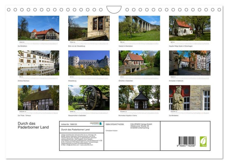 Produktbild: Durch das Paderborner Land (Wandkalender 2026 DIN A4 quer), CALVENDO Monatskalender