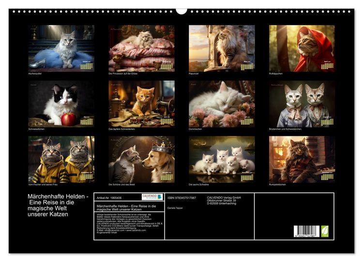 Produktbild: M&auml;rchenhafte Helden - Eine Reise in die magische Welt unserer Katzen (Wandkalender 2026 DIN A2 quer), CALVENDO Monatskalender