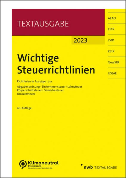 Bild vom Artikel Wichtige Steuerrichtlinien vom Autor Ralf Walkenhorst