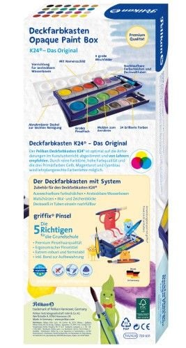 Produktbild: Pelikan Deckfarbkasten K24, 24 Farben und 1 Tube Deckwei&szlig;