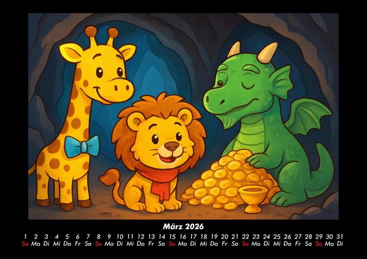 Produktbild: Nala & Buschi in m&auml;rchenhaften Welten 2026 Fotokalender DIN A3