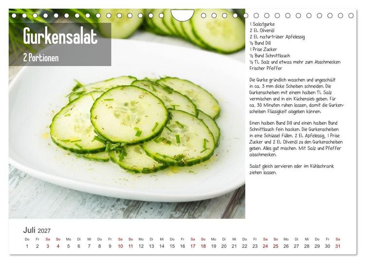 Produktbild: Fleischlos gl&uuml;cklich - 12 Foodfotos mit leckeren Rezepten (Wandkalender 2027 DIN A4 quer), CALVENDO Monatskalender