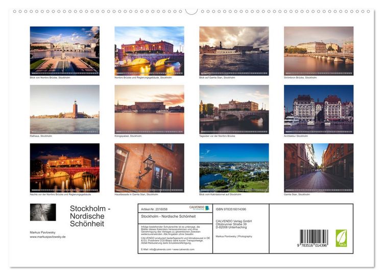 Produktbild: Stockholm - Nordische Sch&ouml;nheit (hochwertiger Premium Wandkalender 2026 DIN A2 quer), Kunstdruck in Hochglanz