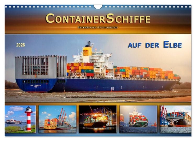 Produktbild: Containerschiffe auf der Elbe (Wandkalender 2026 DIN A3 quer), CALVENDO Monatskalender