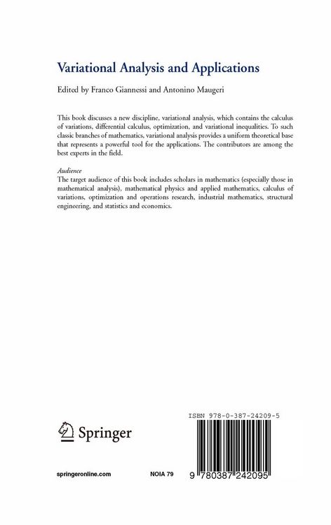 Produktbild: Variational Analysis and Applications
