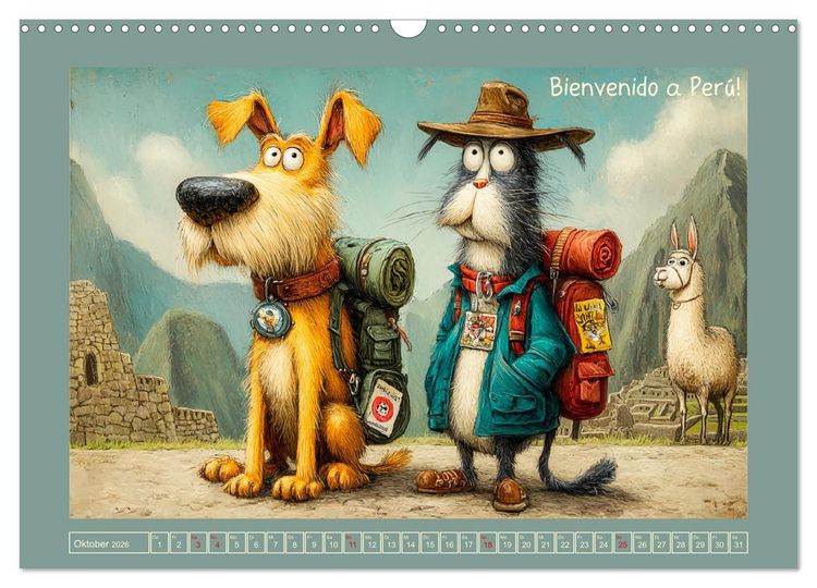 Produktbild: Weltenbummler. Hund und Katz auf Reisen (Wandkalender 2026 DIN A3 quer), CALVENDO Monatskalender