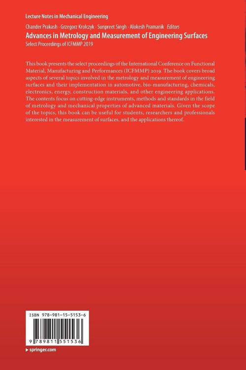 Produktbild: Advances in Metrology and Measurement of Engineering Surfaces