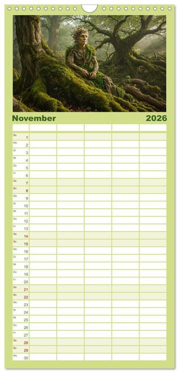 Produktbild: Familienplaner 2026 - Keltische Legenden - Die kleinen Wesen der Natur mit 5 Spalten (Wandkalender, 21 x 45 cm) CALVENDO