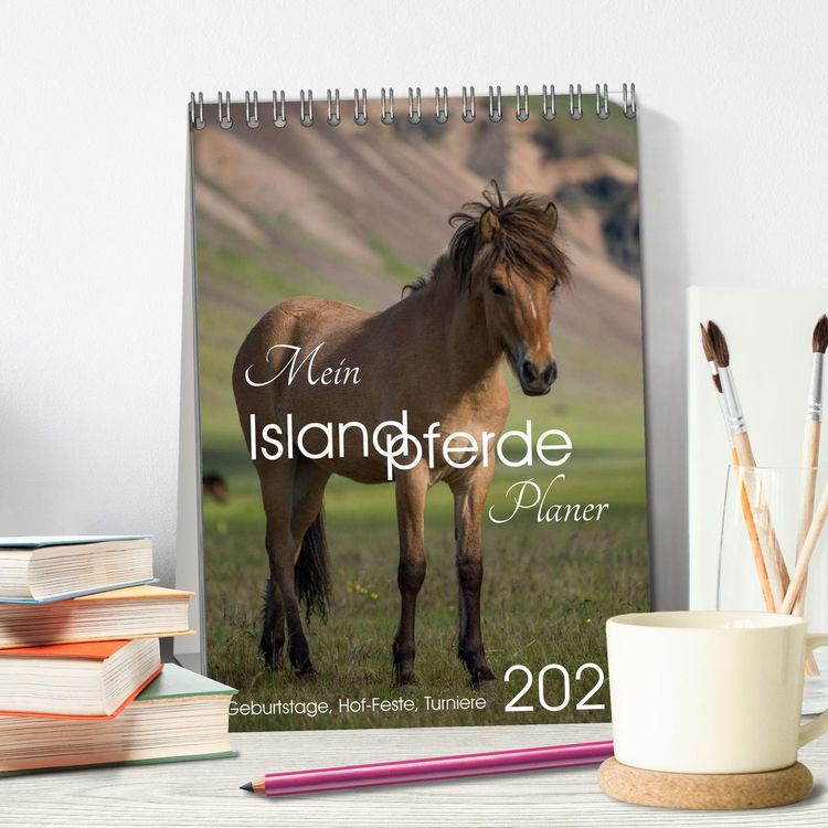 Produktbild: Mein ISLANDPFERDE Planer - Geburtstage, Hof-Feste, Turniere (Tischkalender 2026 DIN A5 hoch), CALVENDO Monatskalender
