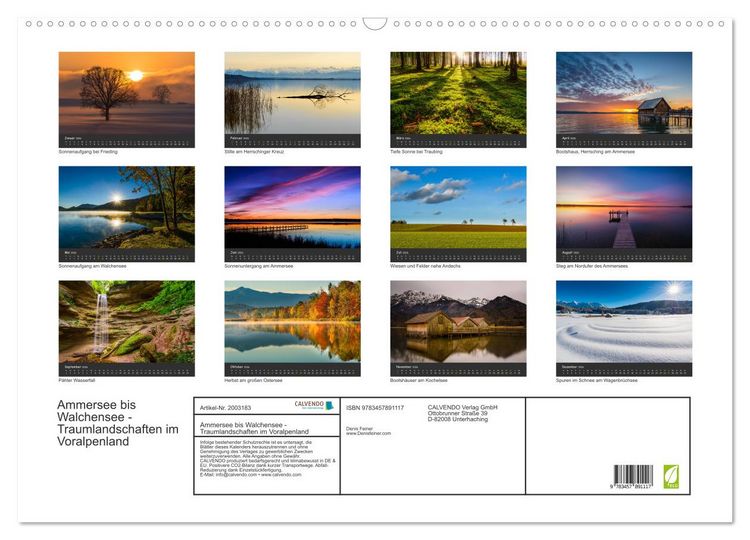 Produktbild: Ammersee bis Walchensee - Traumlandschaften im Voralpenland (Wandkalender 2026 DIN A2 quer), CALVENDO Monatskalender
