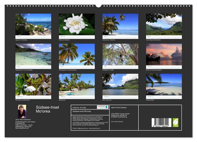 Produktbild: S&uuml;dsee-Insel Mo'orea (hochwertiger Premium Wandkalender 2026 DIN A2 quer), Kunstdruck in Hochglanz