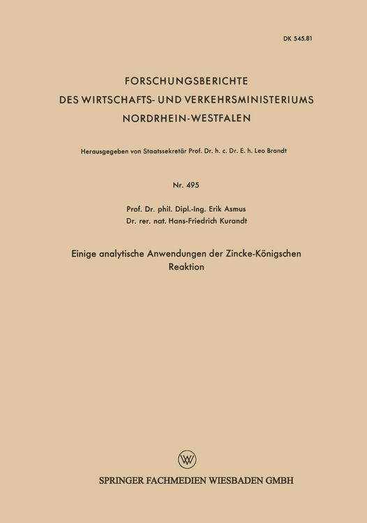 Produktbild: Einige analytische Anwendungen der Zincke-K&ouml;nigschen Reaktion