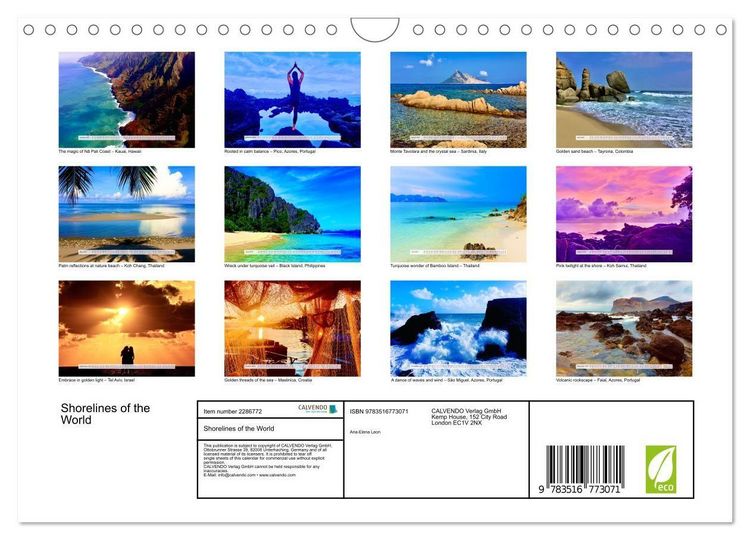 Produktbild: Shorelines of the World (Wall Calendar 2027 DIN A4 landscape), CALVENDO 12 Month Wall Calendar