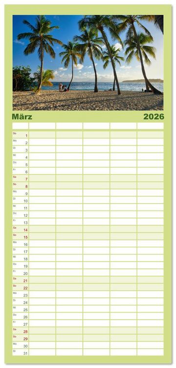 Produktbild: Familienplaner 2026 - Guadeloupe - Karibische Traumstr&auml;nde mit 5 Spalten (Wandkalender, 21 x 45 cm) CALVENDO