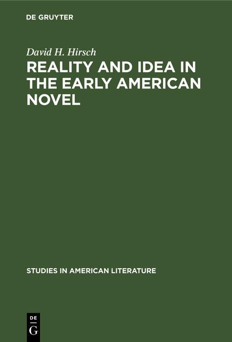 Produktbild: Reality and Idea in the Early American Novel