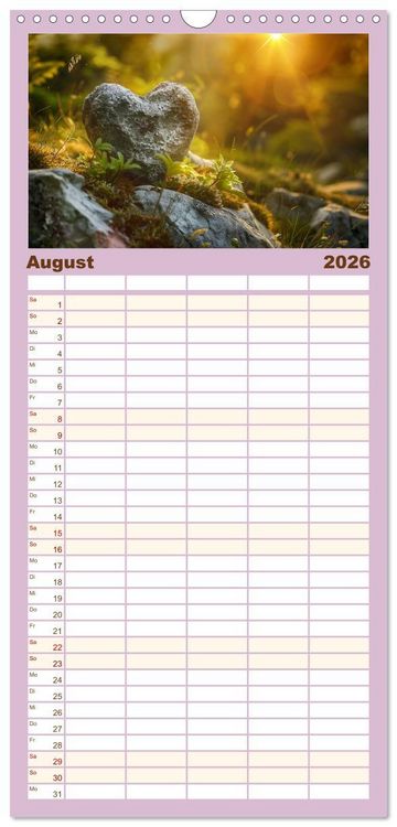 Produktbild: Familienplaner 2026 - Mit dem Herzen der Natur mit 5 Spalten (Wandkalender, 21 x 45 cm) CALVENDO