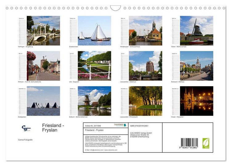 Produktbild: Friesland - Fryslan (Wandkalender 2026 DIN A3 quer), CALVENDO Monatskalender