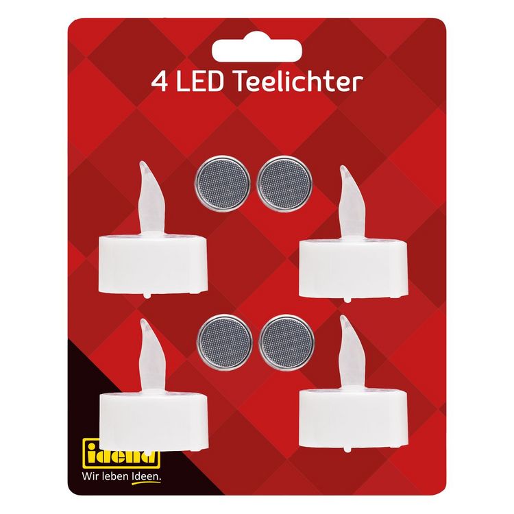 Produktbild: Idena LED Teelichter batteriebetrieben &Oslash;4x4cm 4 St&uuml;ck