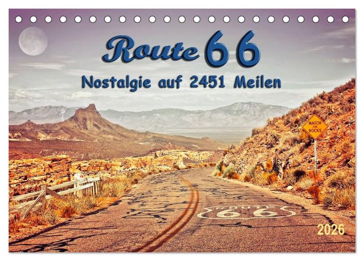 Produktbild: Nostalgie auf 2451 Meilen - Route 66 (Tischkalender 2026 DIN A5 quer), CALVENDO Monatskalender
