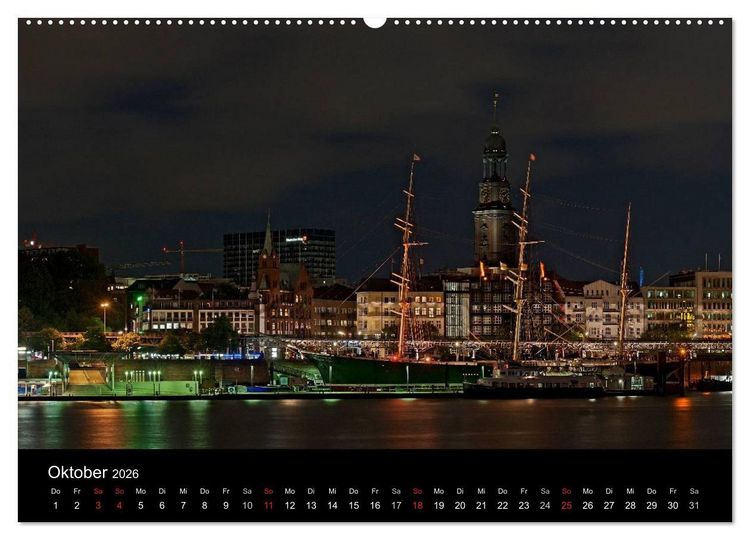 Produktbild: Hamburgs N&auml;chte (Wandkalender 2026 DIN A2 quer), CALVENDO Monatskalender