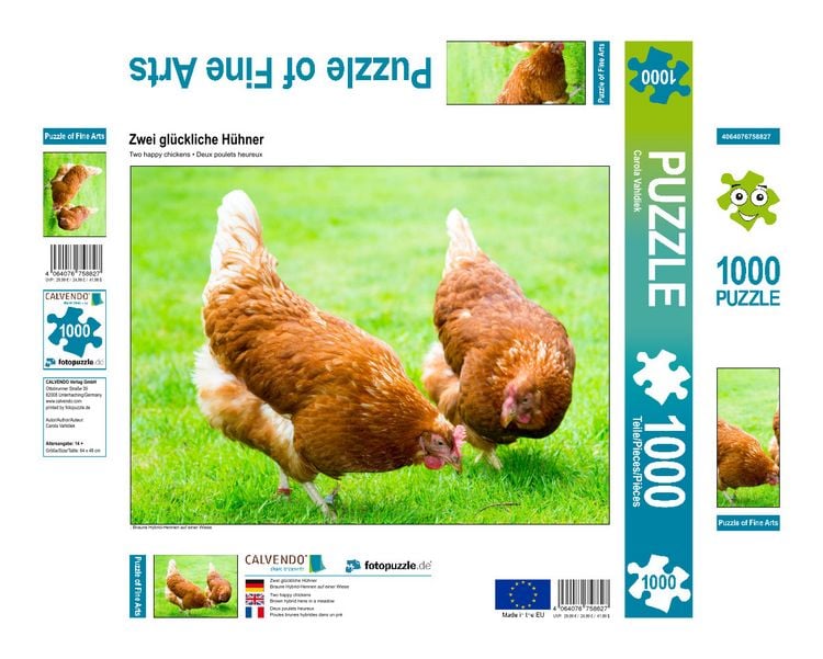 Produktbild: CALVENDO Puzzle Zwei gl&uuml;ckliche H&uuml;hner | 1000 Teile Lege-Gr&ouml;&szlig;e 64x48cm Foto-Puzzle f&uuml;r gl&uuml;ckliche Stunden