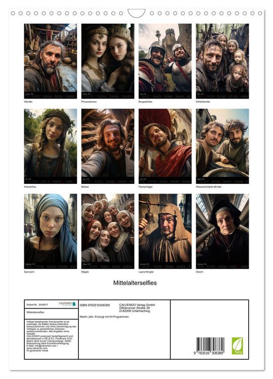 Produktbild: Mittelalterselfies (Wandkalender 2026 DIN A3 hoch), CALVENDO Monatskalender