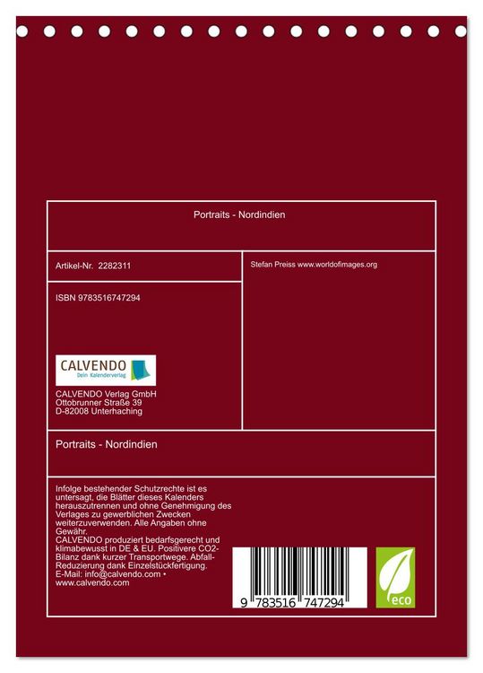 Produktbild: Portraits - Nordindien (Tischkalender 2026 DIN A5 hoch), CALVENDO Monatskalender