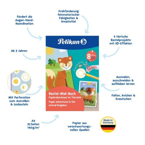 Produktbild: Pelikan Bastel-Mal-Buch Tierreich