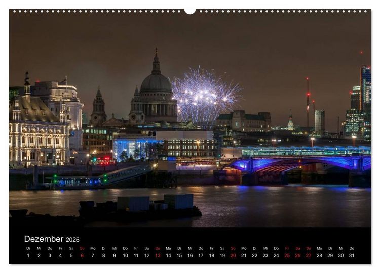 Produktbild: London - Nachts an der Themse (Wandkalender 2026 DIN A2 quer), CALVENDO Monatskalender