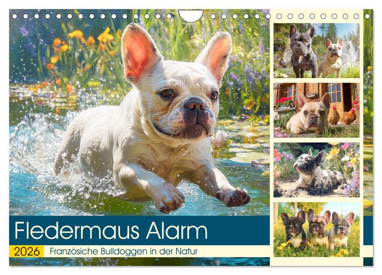 Produktbild: Fledermaus Alarm. Franz&ouml;siche Bulldoggen in der Natur (Wandkalender 2026 DIN A4 quer), CALVENDO Monatskalender