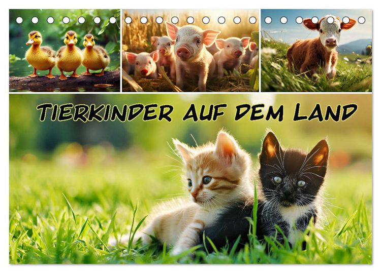 Produktbild: Tierkinder auf dem Land (Tischkalender 2026 DIN A5 quer), CALVENDO Monatskalender