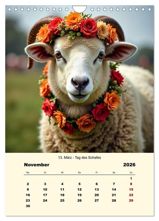Produktbild: Blumenbekr&auml;nzte Haustiere zu ihrem Feiertag (Wandkalender 2026 DIN A4 hoch), CALVENDO Monatskalender