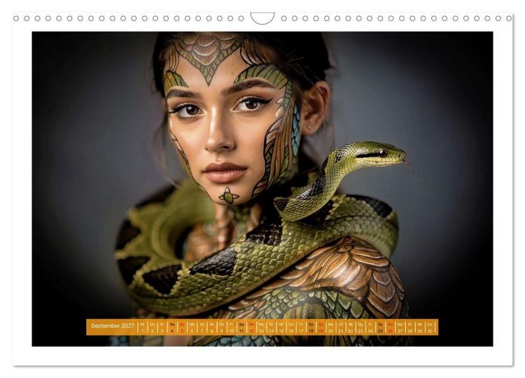 Produktbild: Body Painting mit Schlange (Wandkalender 2027 DIN A3 quer), CALVENDO Monatskalender